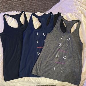 Nike Women's Dri-Fit Racerback Tank Top - Black, Blue, Gray